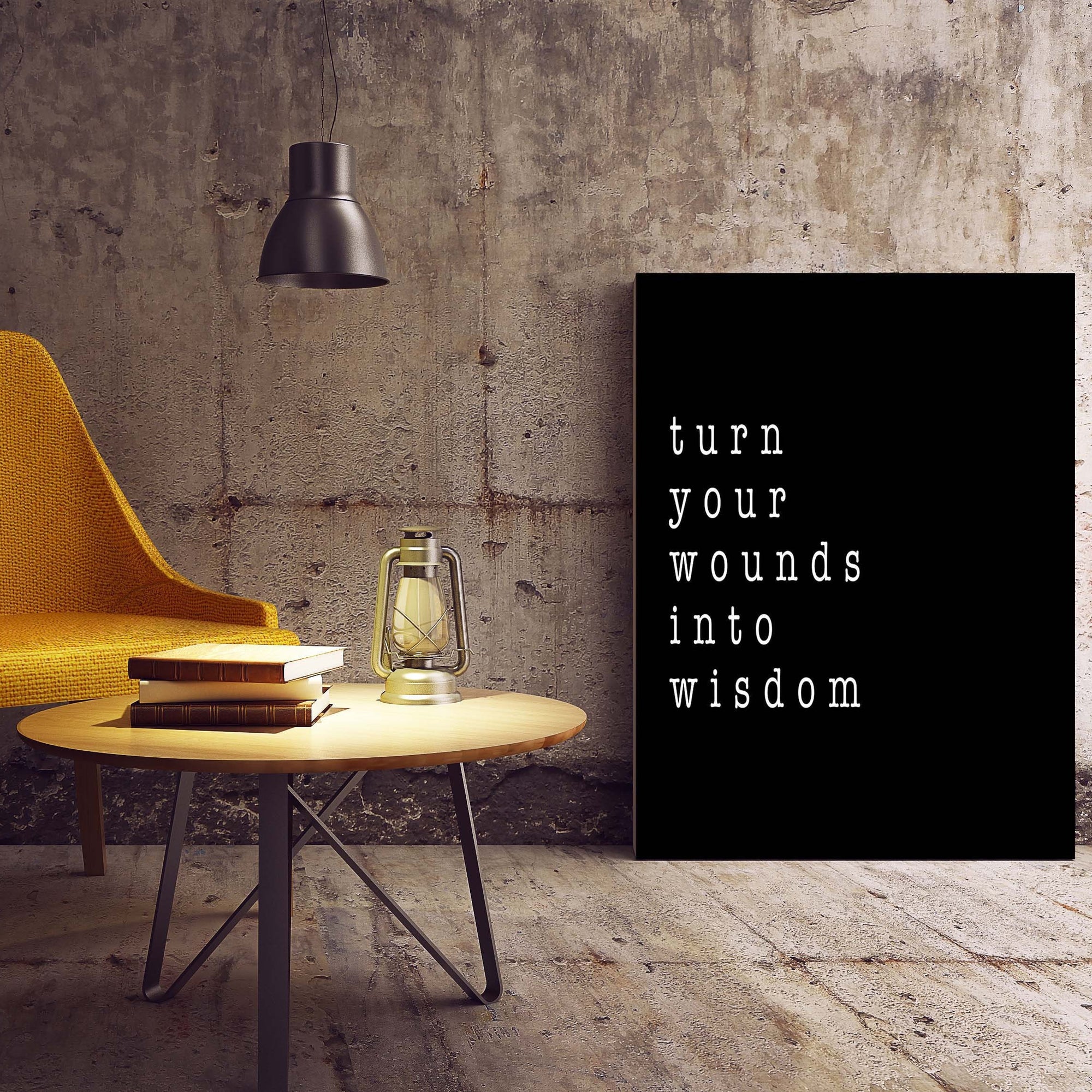 Turn Your Wounds Into Wisdom Inspirational Quote Print, Motivational Minimalist Art in Black & White