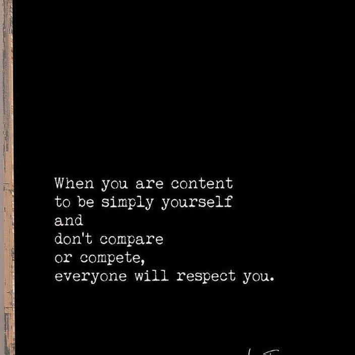 Lao Tzu Quote Print – Be Content and Yourself, Typewriter Style Literary Wall Art