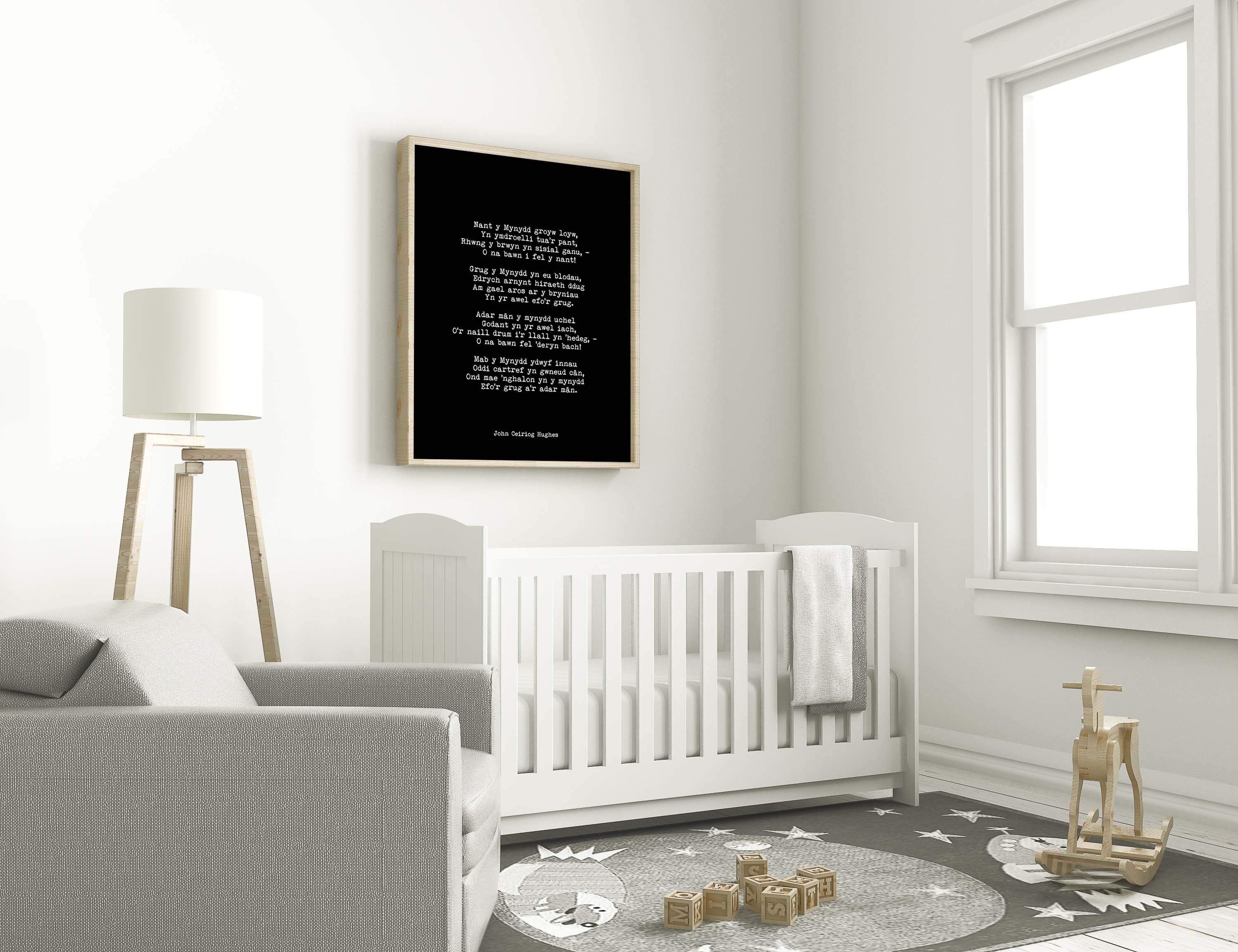 John Ceiriog Hughes Poem Print Welsh Language Wall Art Nant Y Mynydd Literary Poetry Print Black Or White Background Cymru Gift For Readers