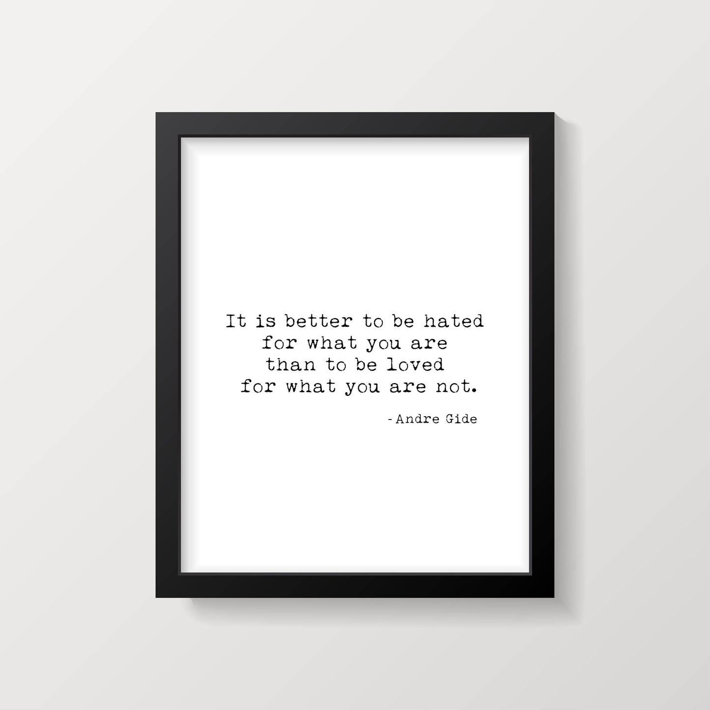 Andre Gide Quote Print – Minimalist Typewriter Style, Black and White Wall Art