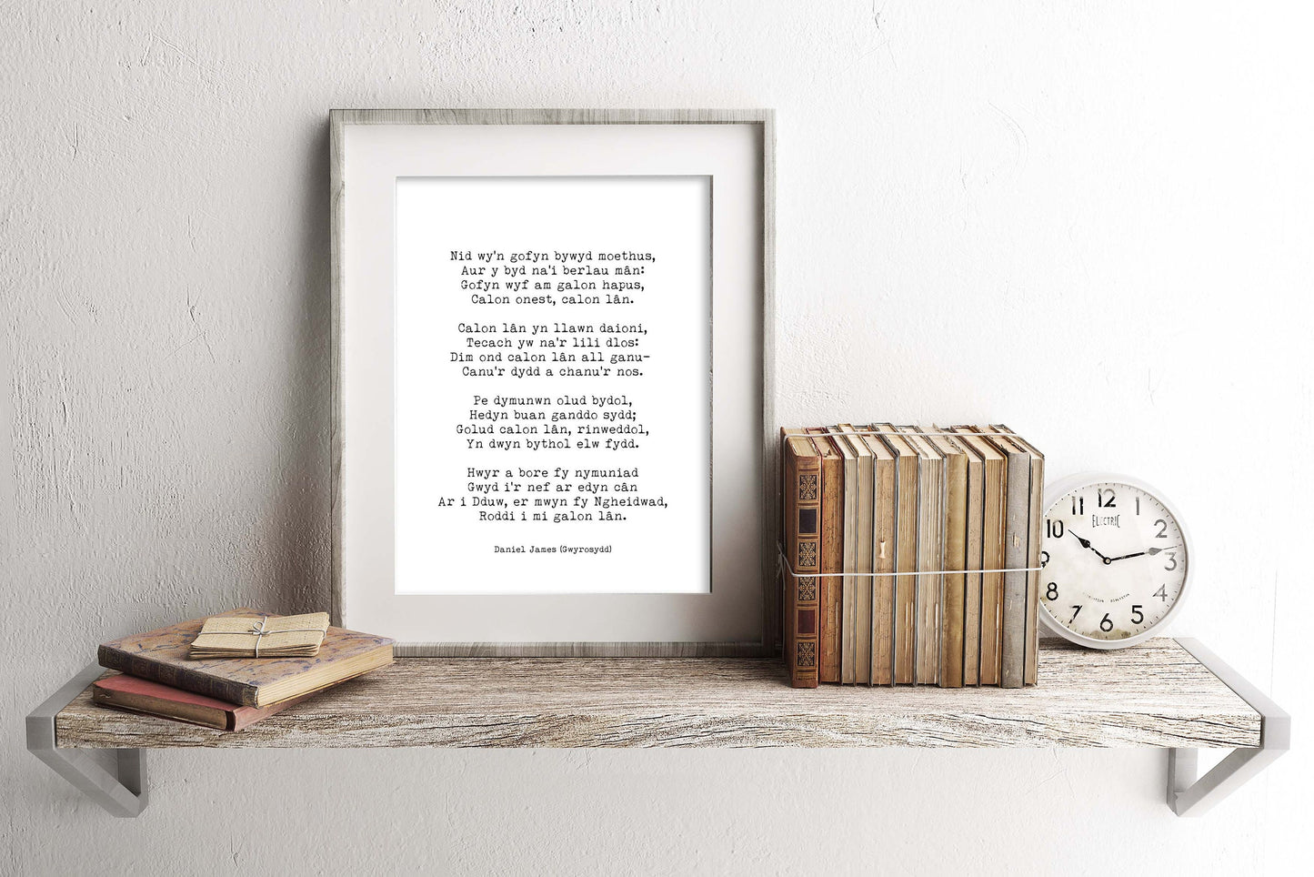 Calon Lan Welsh Poem Print, Daniel James Gwyrosydd Poetry Poster in Black & White for Home Wall Decor