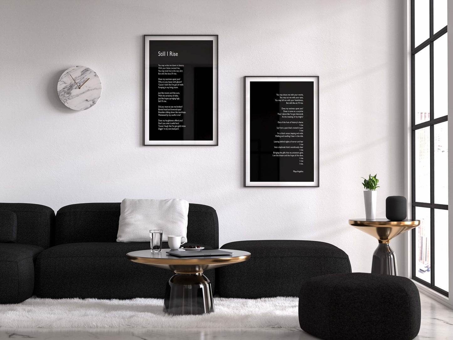 Still I Rise Wall Art Prints Set Of 2, Maya Angelou Feminist Art Print Black & White Decor