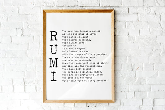 Rumi - The Privileged Lovers Wall Art Prints, Black & White Wall Decor