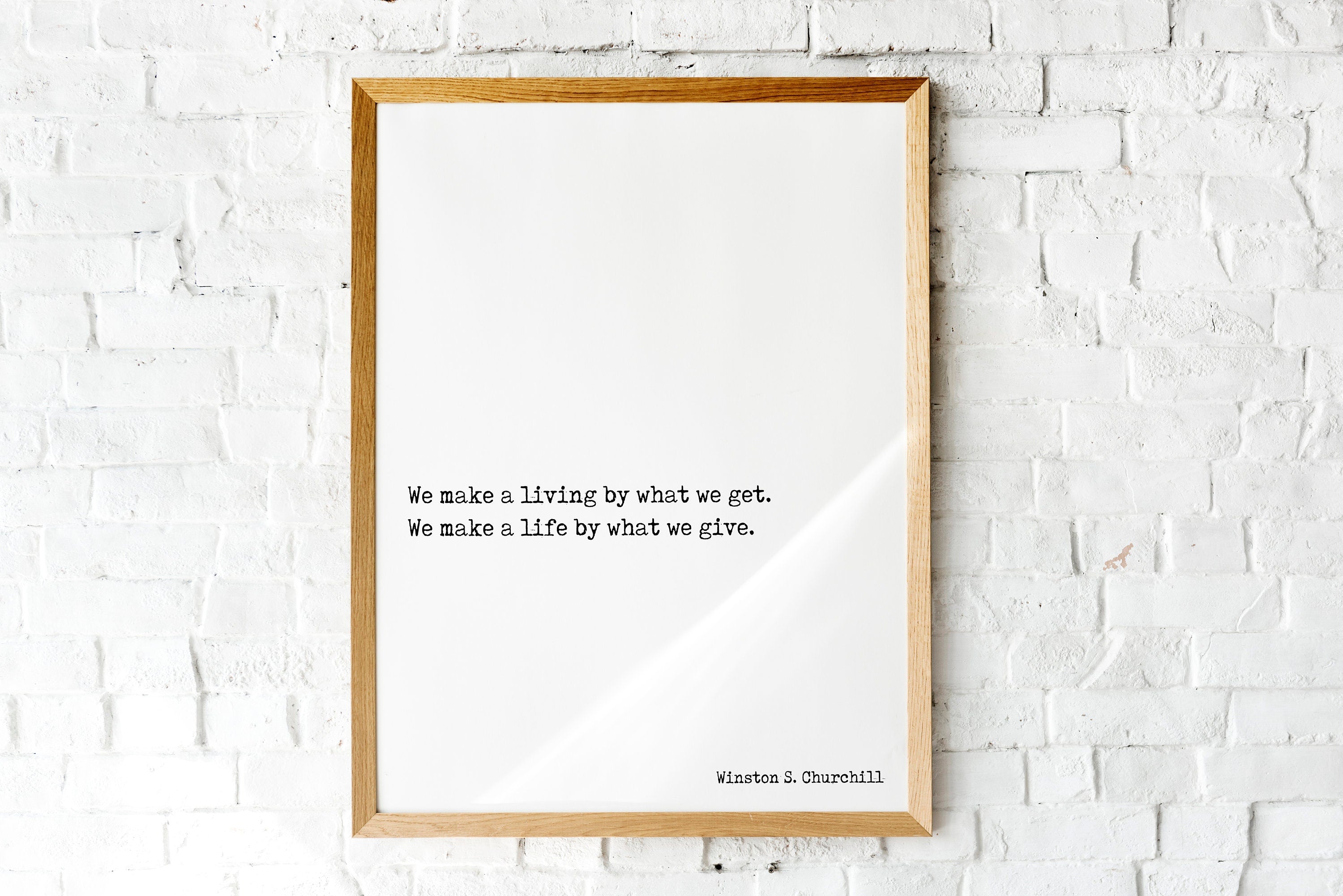 Winston Churchill Life Quote Modern Minimalist Art Inspirational Print, Black & White Office Decor