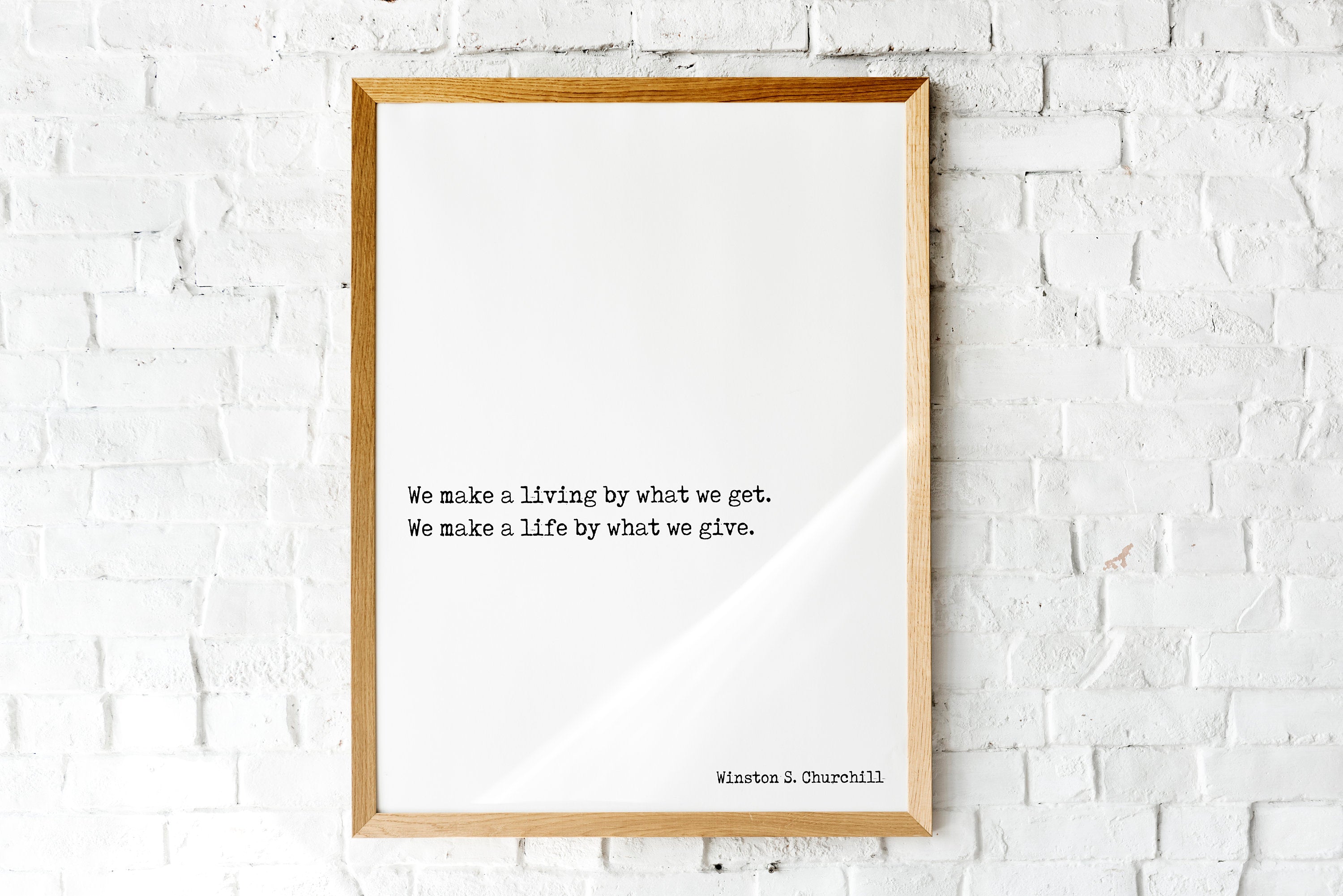 Winston Churchill Life Quote Modern Minimalist Art Inspirational Print, Black & White Office Decor