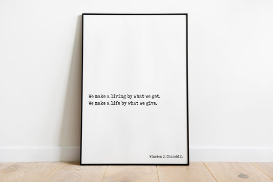 Winston Churchill Life Quote Modern Minimalist Art Inspirational Print, Black & White Office Decor