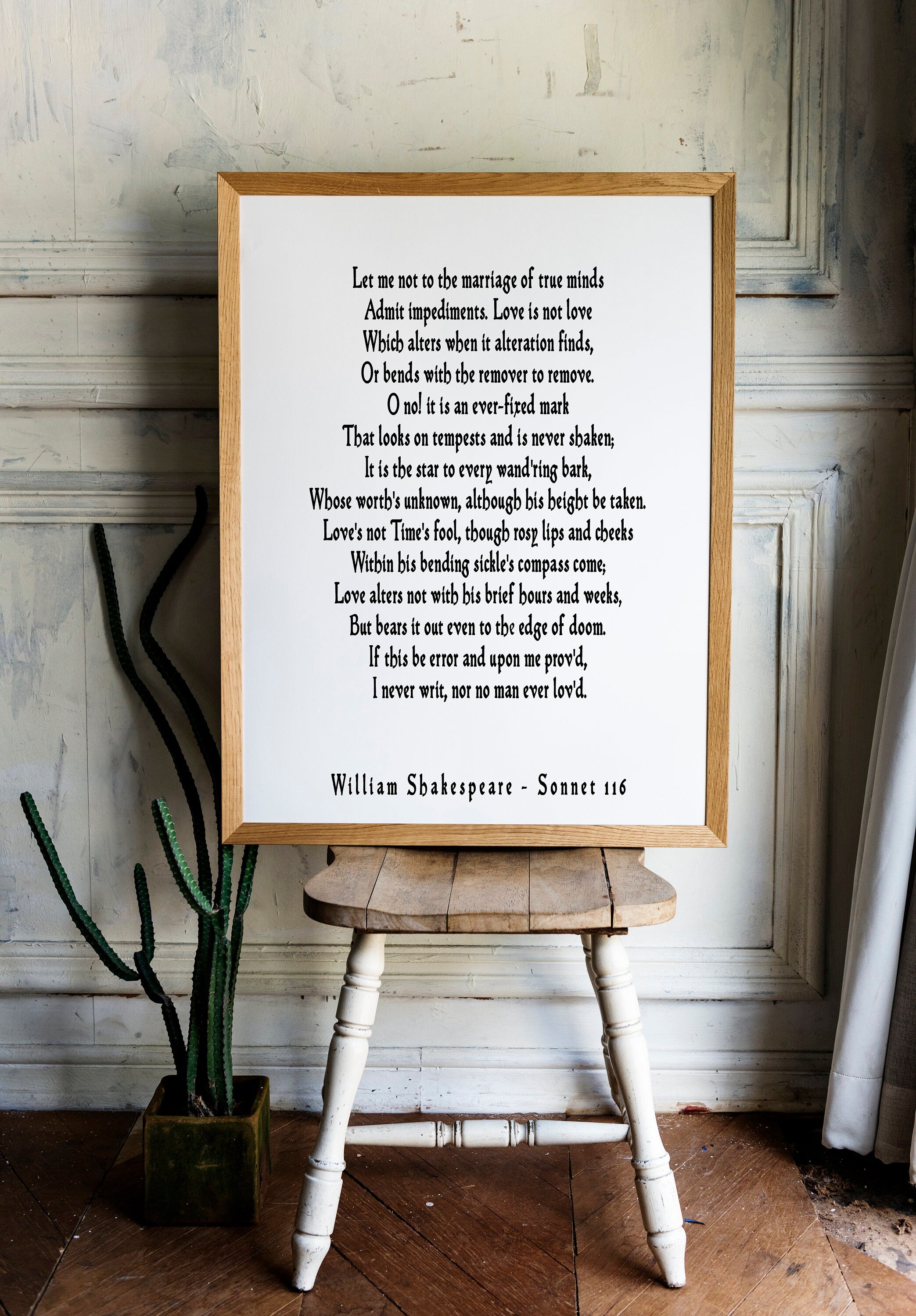 Shakespeare Sonnet 116 Print Let Me Not To The Marriage Of True Minds Literary Love Poem Black Or White Background Romantic Gift For Couples