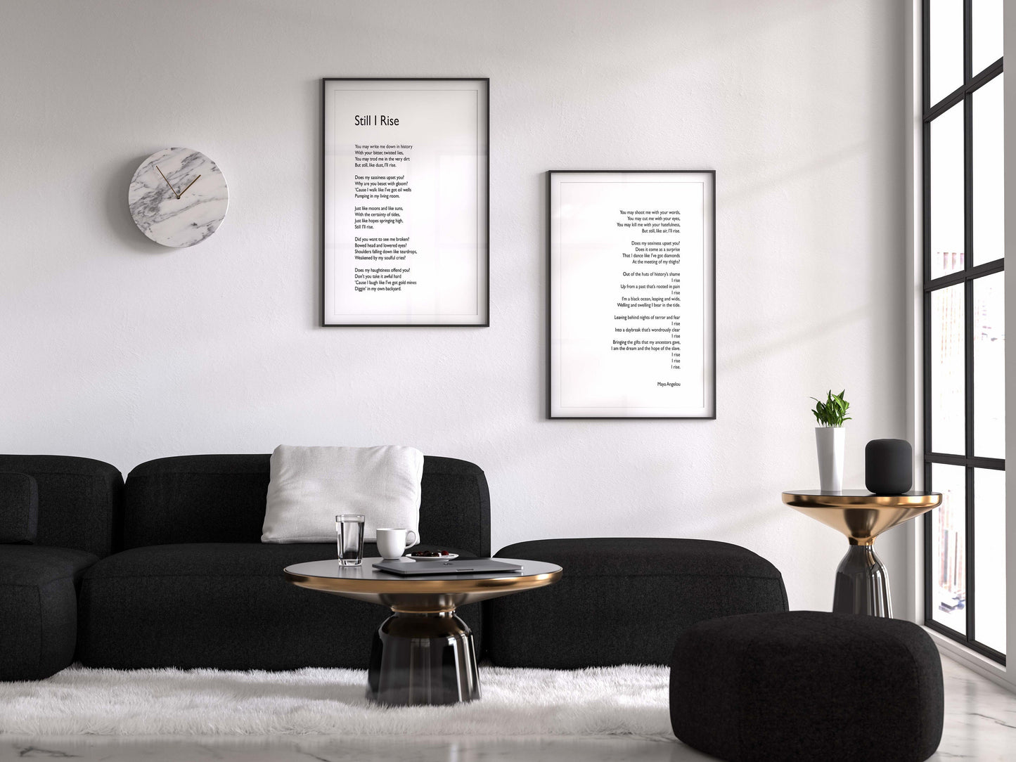 Still I Rise Wall Art Prints Set Of 2, Maya Angelou Feminist Art Print Black & White Decor
