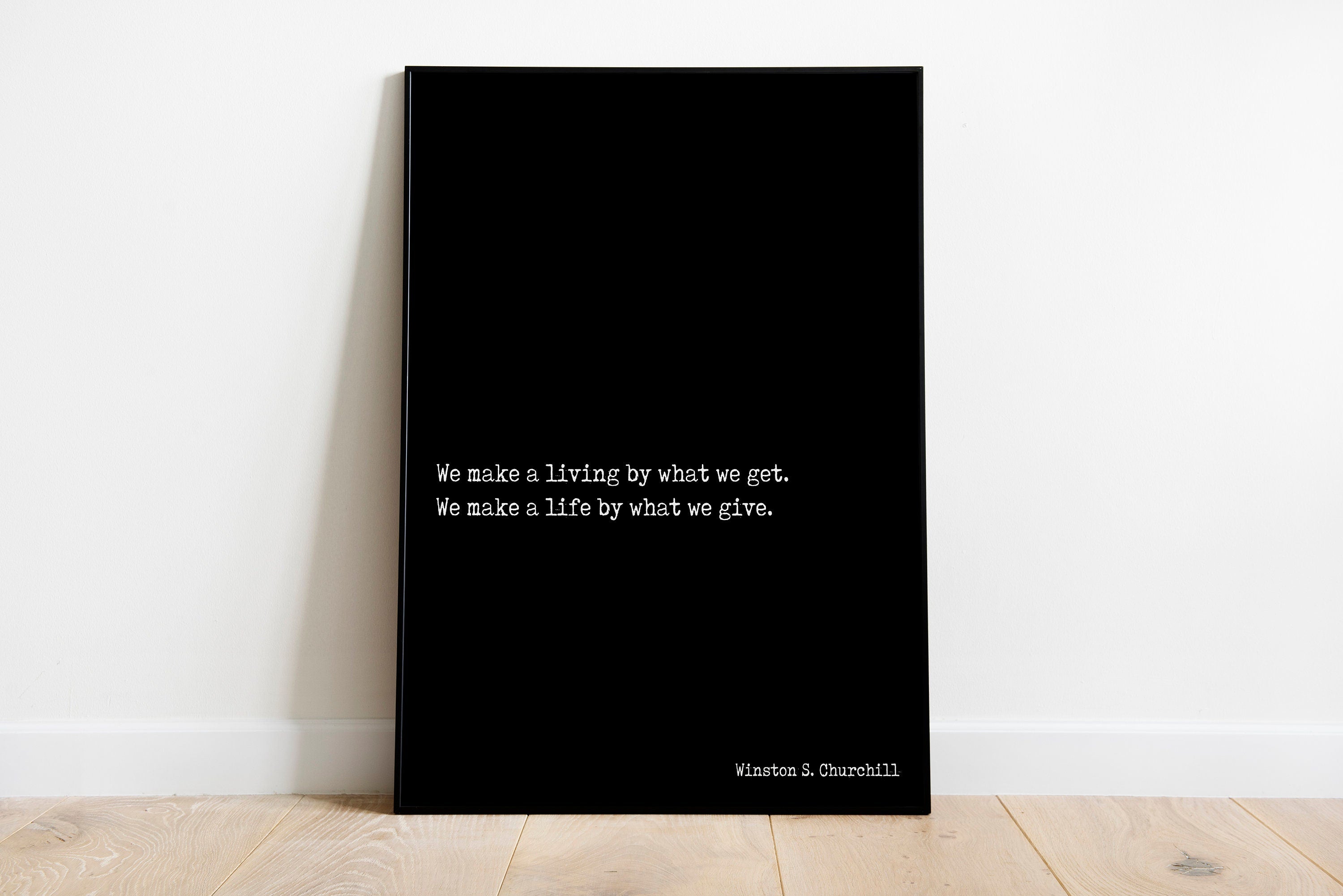 Winston Churchill Life Quote Modern Minimalist Art Inspirational Print, Black & White Office Decor