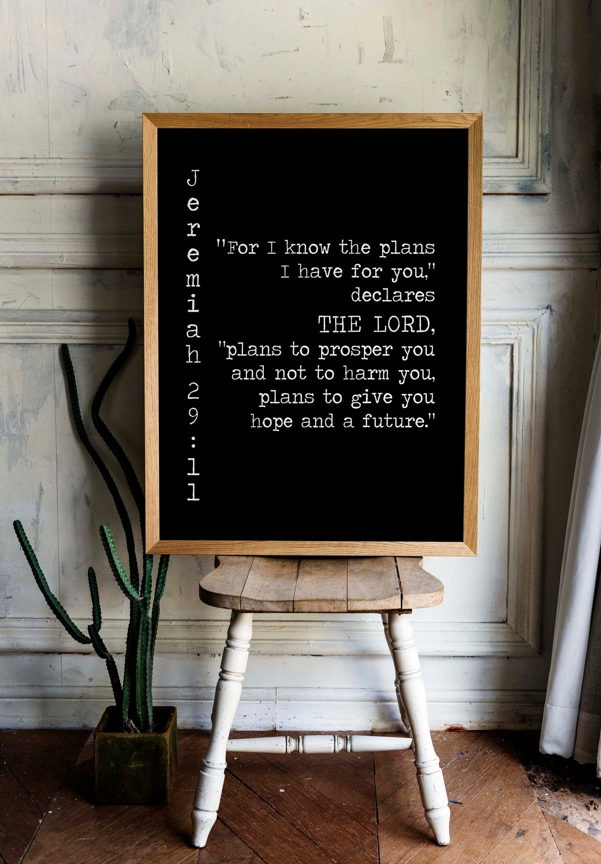 Jeremiah 29:11 Bible Verse Print, Give you Hope and a Future Inspirational Gift Wall Art in Black & White