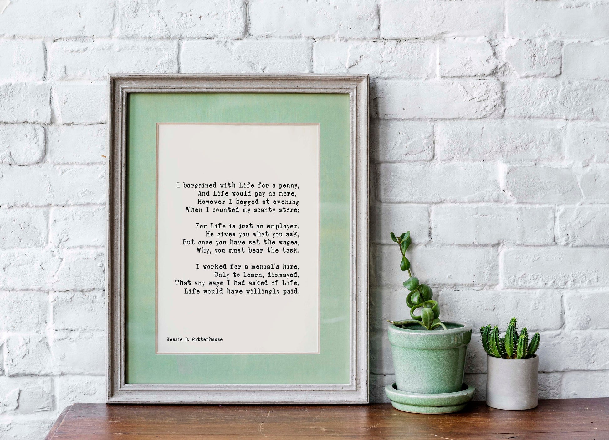 I Bargained With Life For a Penny Poem Motivational Poster Positive Wall Art, Unframed / Framed Large Wall Art Quote Print in Black & White
