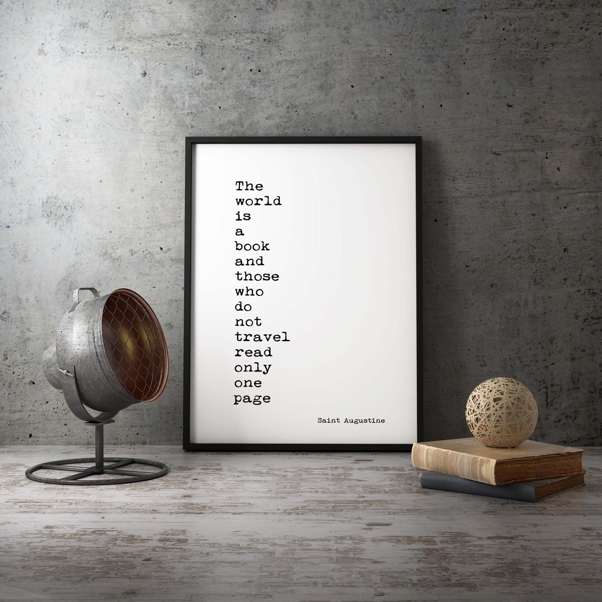 Saint Augustine Travel Quote Print, Literary Wall Art