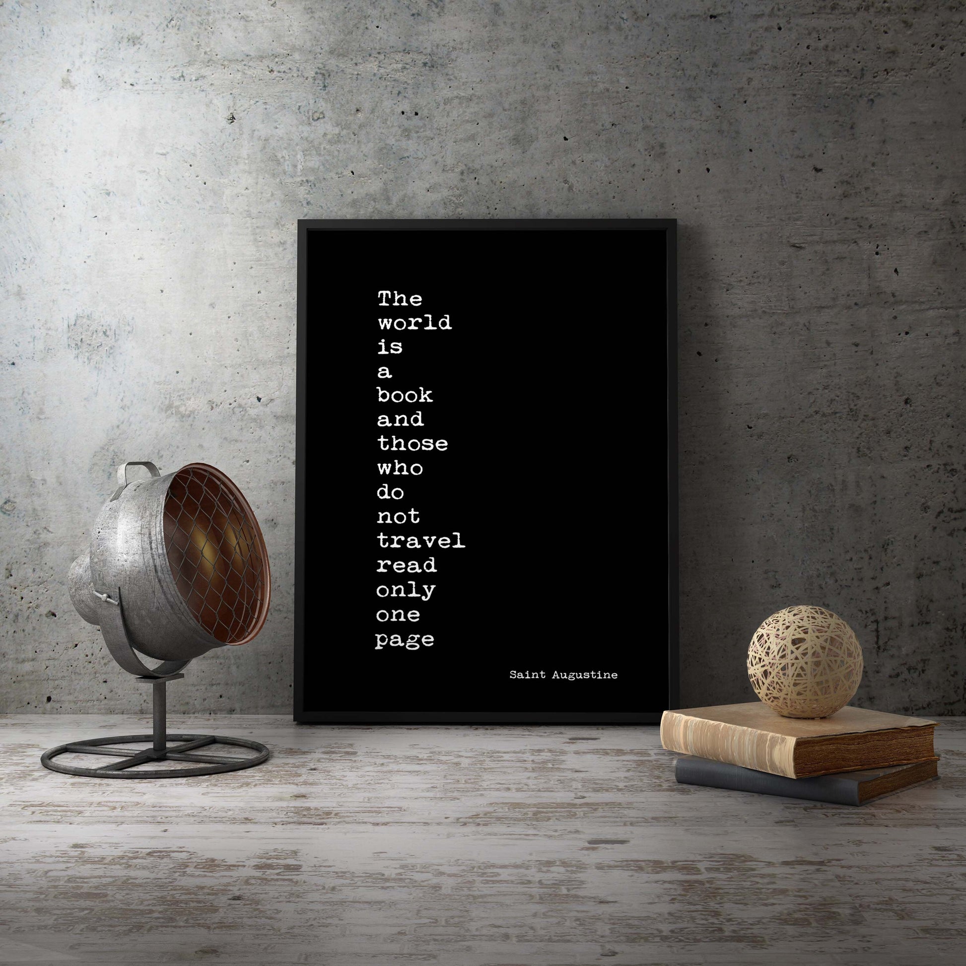 Saint Augustine Travel Quote Print, Literary Wall Art