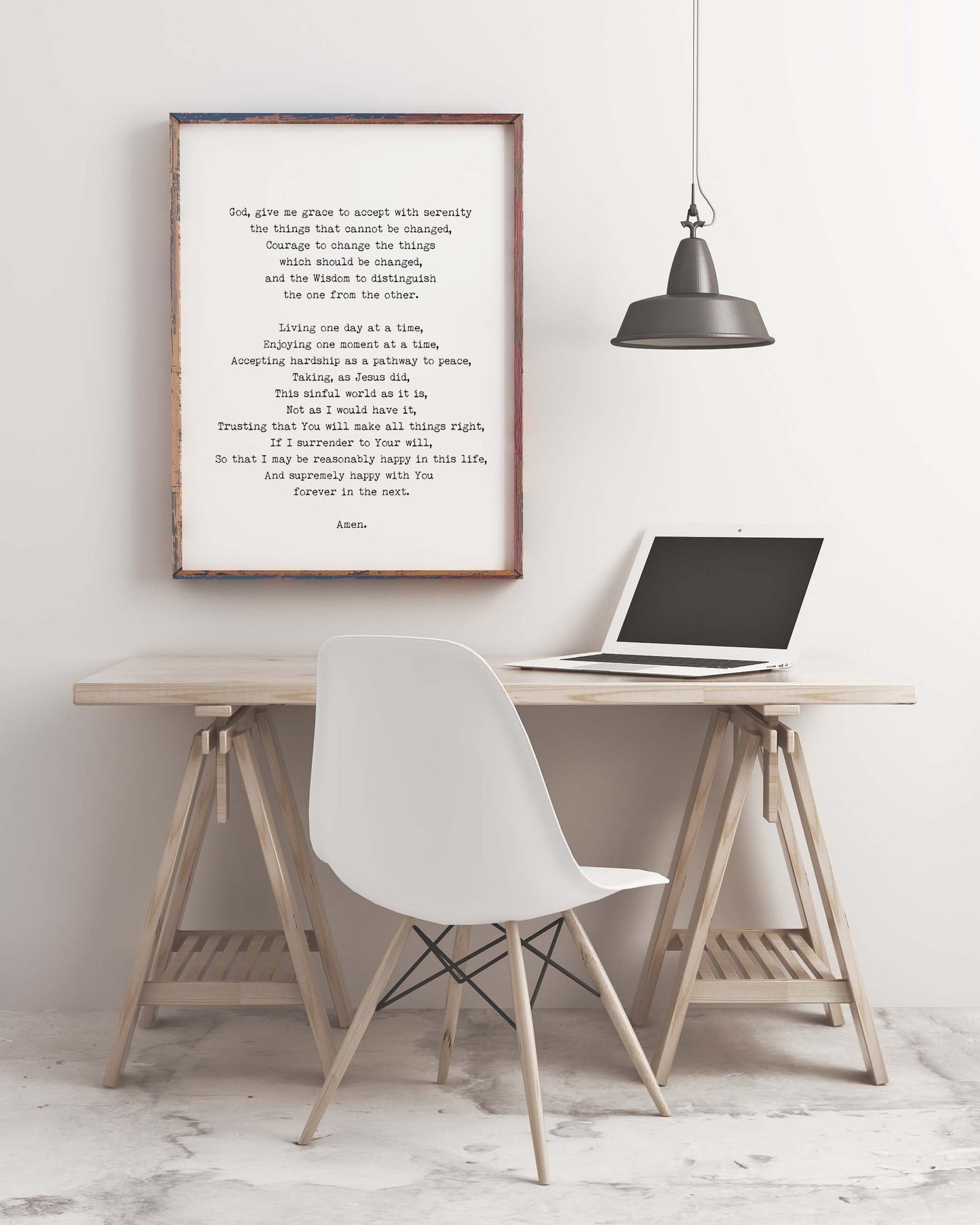 The Serenity Prayer Quote Print Unframed or Framed in Black & White, Christian Wall Art Inspirational Quote