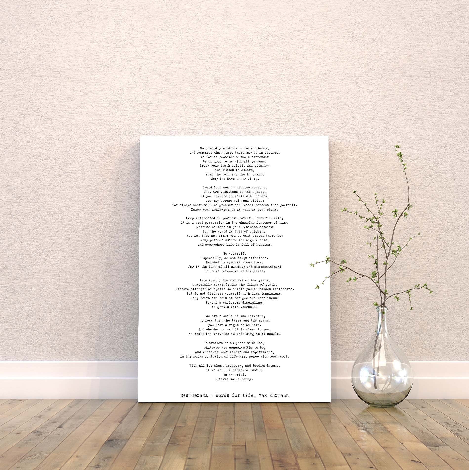 Literary Art Poster Book Quote Decor, Ready to Hang Canvas 8x10 to 24x30