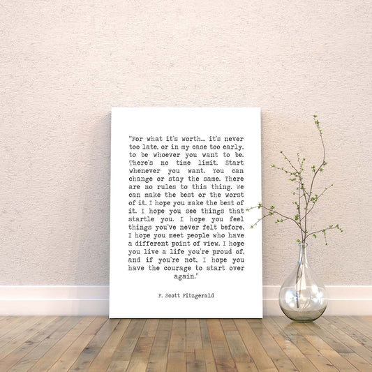 For What It's Worth Quote Canvas Art Print