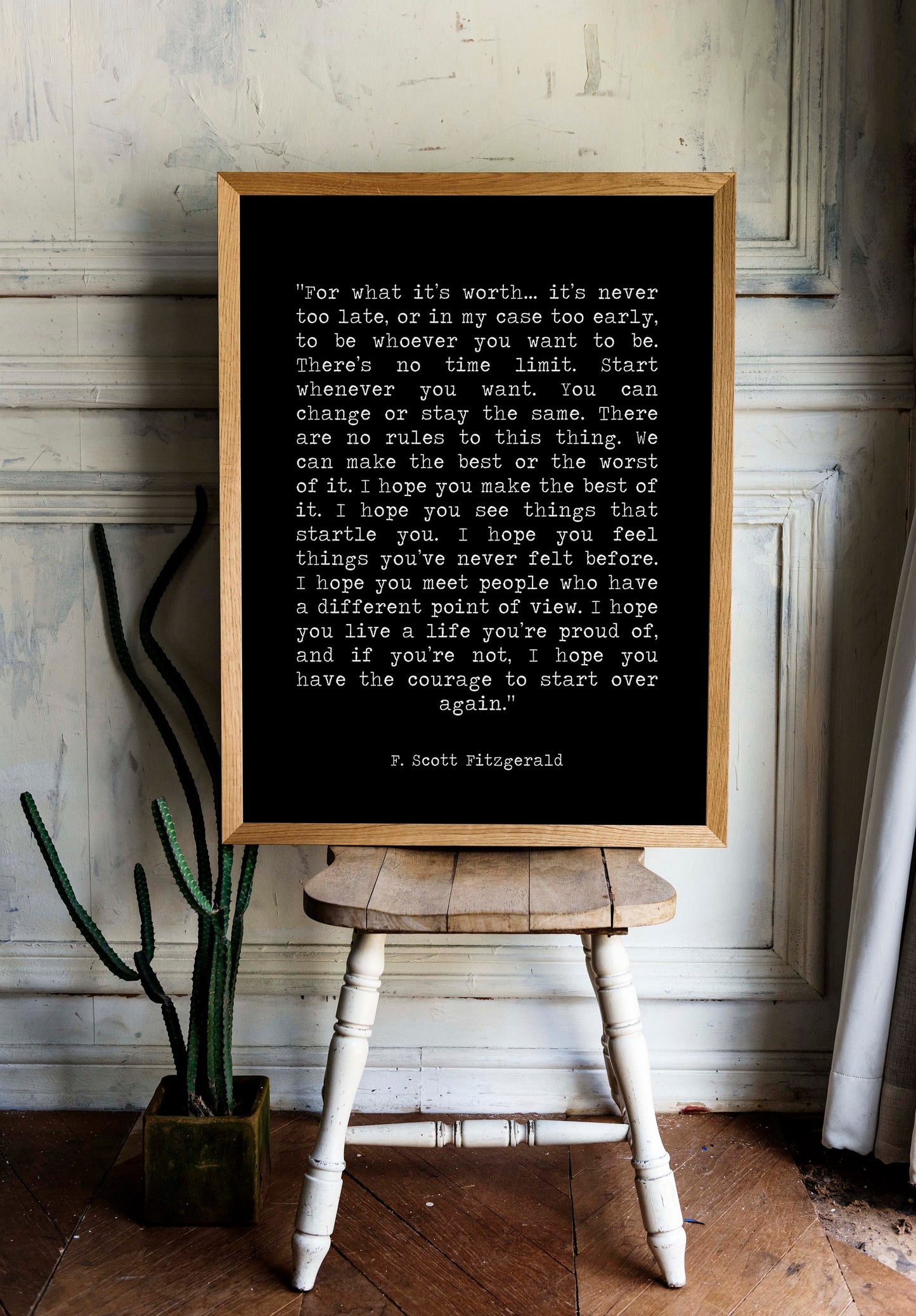 F Scott Fitzgerald For What It's Worth Quote Inspirational Print Gift, Vintage page Typography Quote Print Unframed or Framed Art