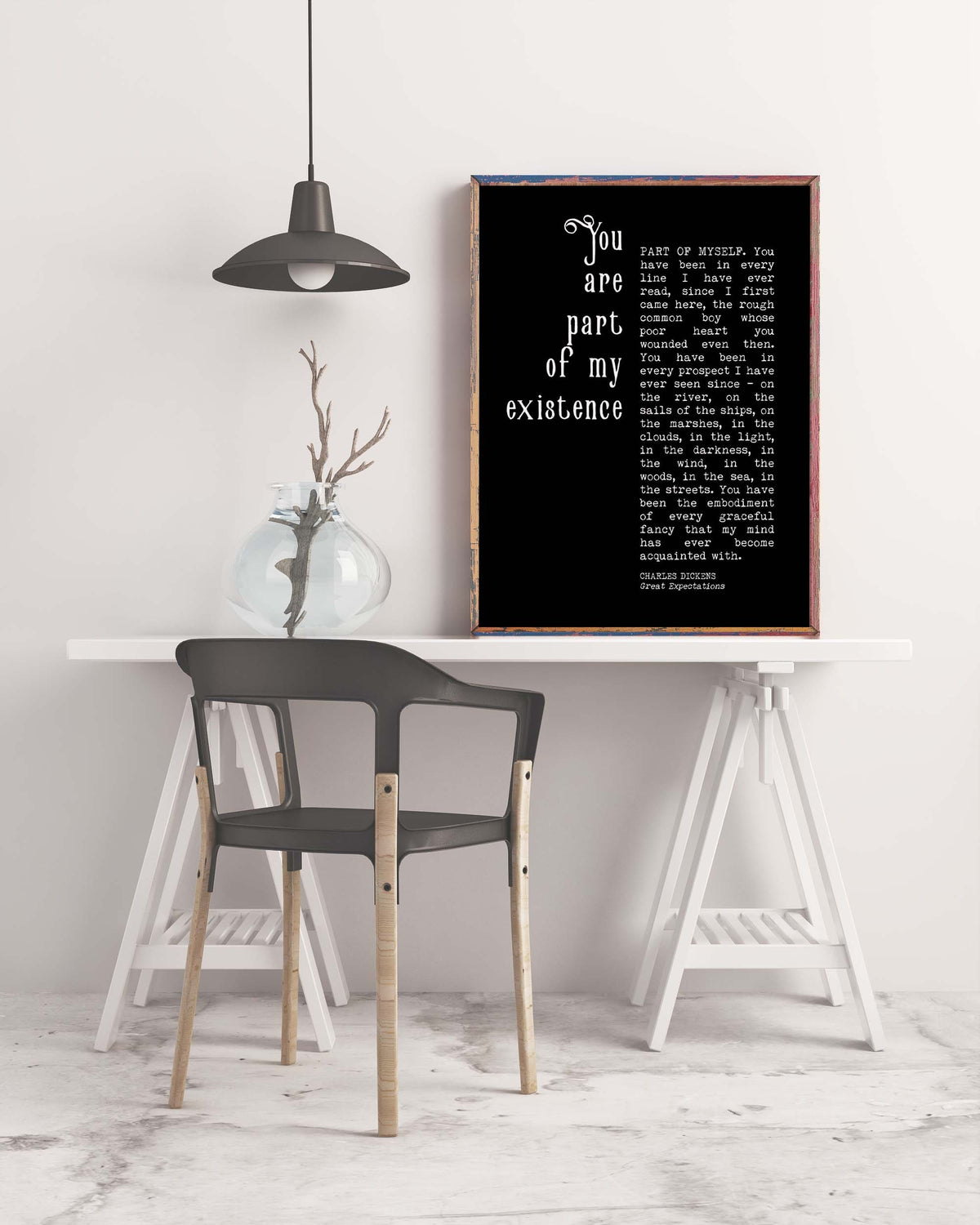 Great Expectations Romantic Wall Art Quote Print, Charles Dickens Quote Black & White Print Unframed or Framed Art