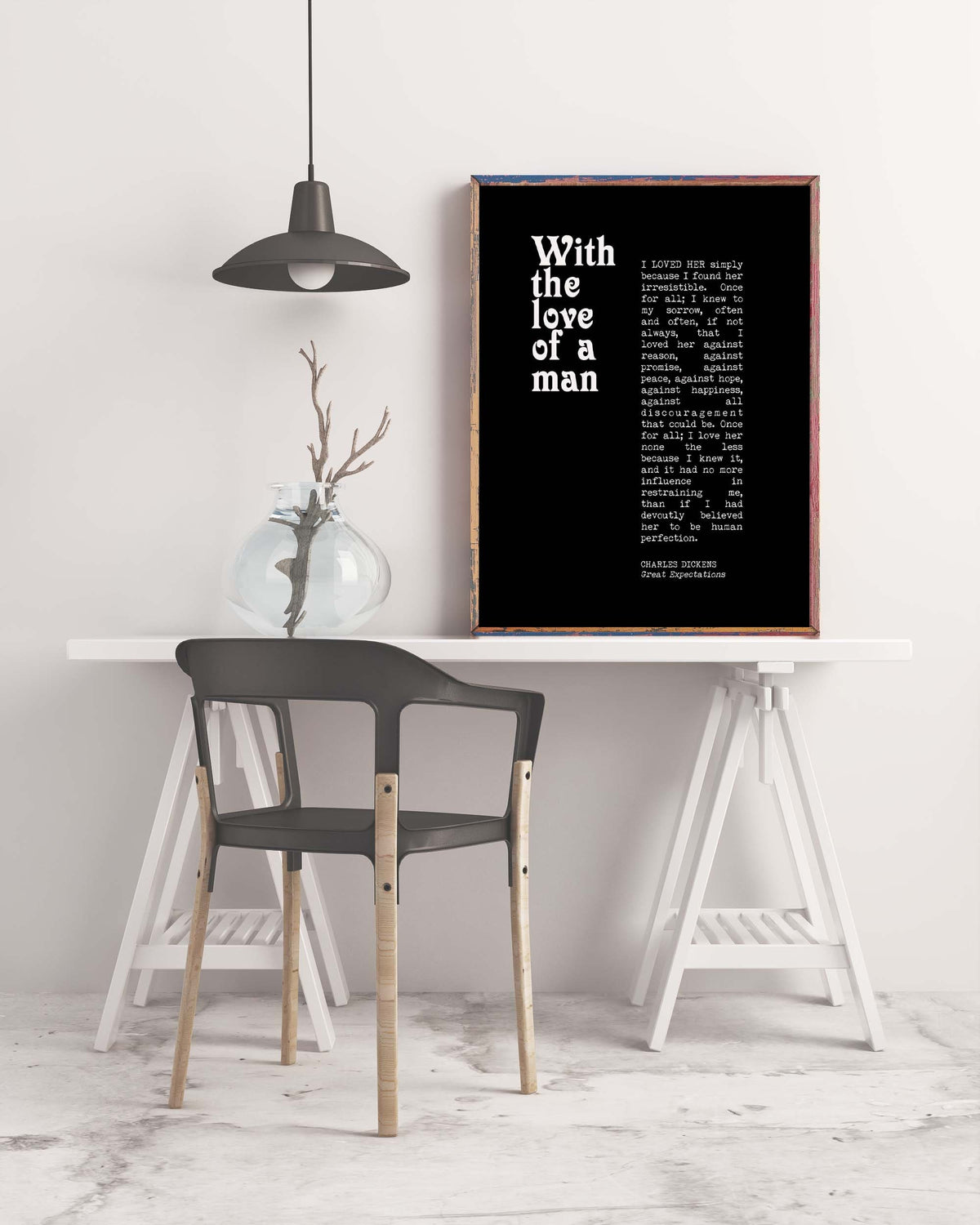 Charles Dickens Great Expectations Romantic Wall Art Quote Print, Unframed Quote Print in Black & White