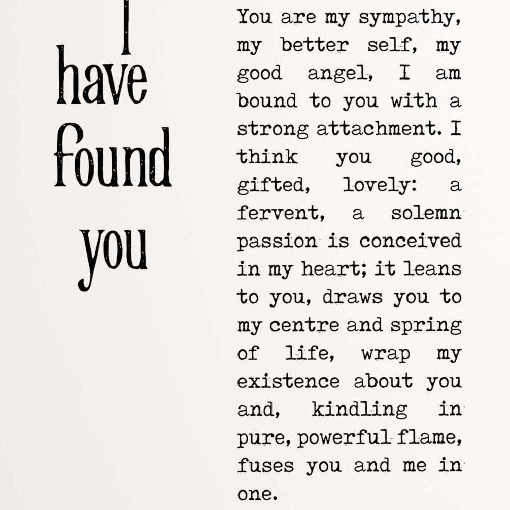 I have Found You Jane Eyre Print, Charlotte Bronte Literary Art Poster