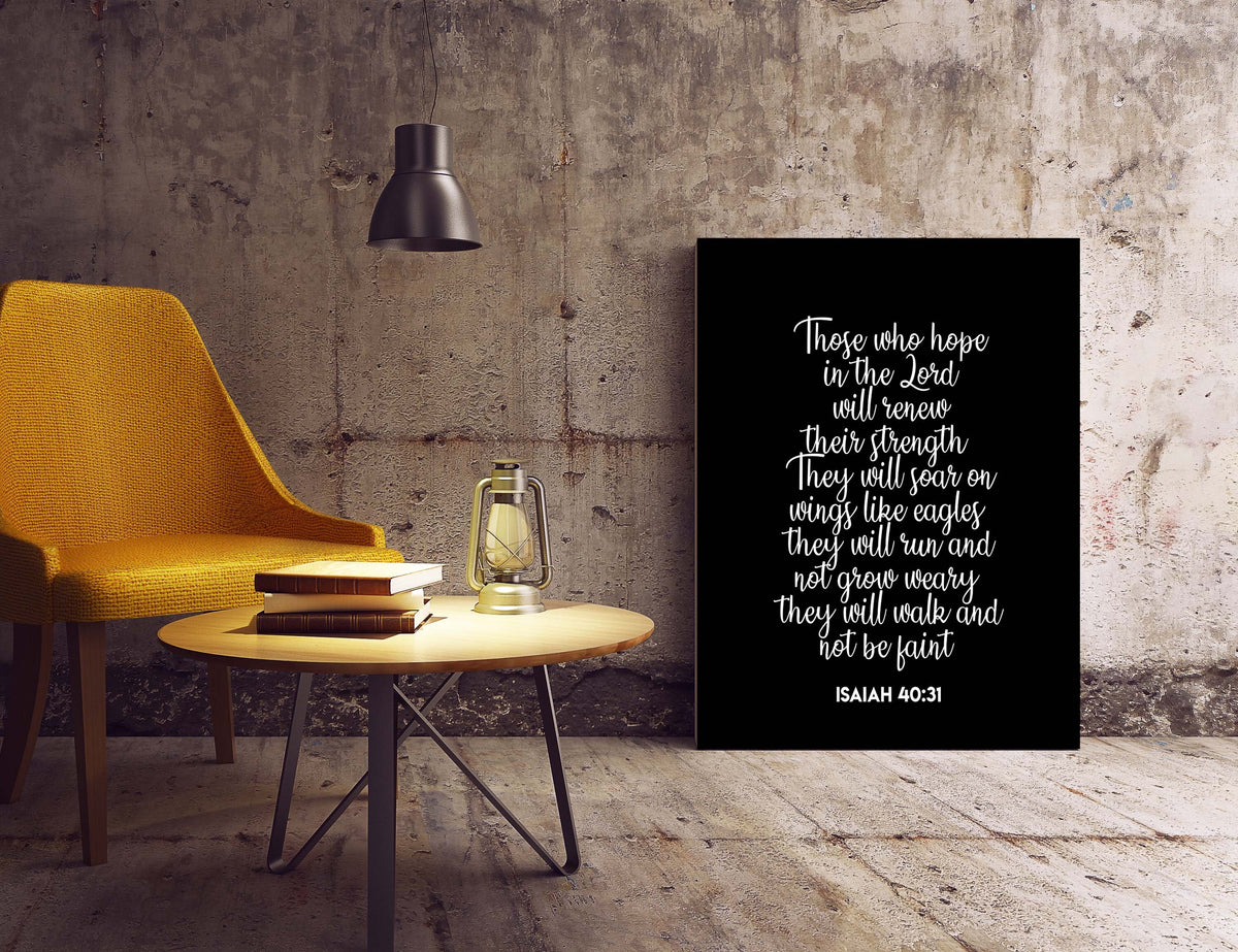 Hope in the LORD Isaiah 40:31 Bible Verse Print, Inspirational Gift Wall Art in Black & White