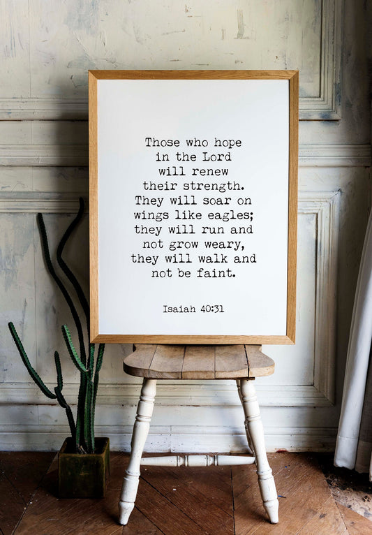 Isaiah 40:31 Bible Verse Wall Art Christian Scripture Print