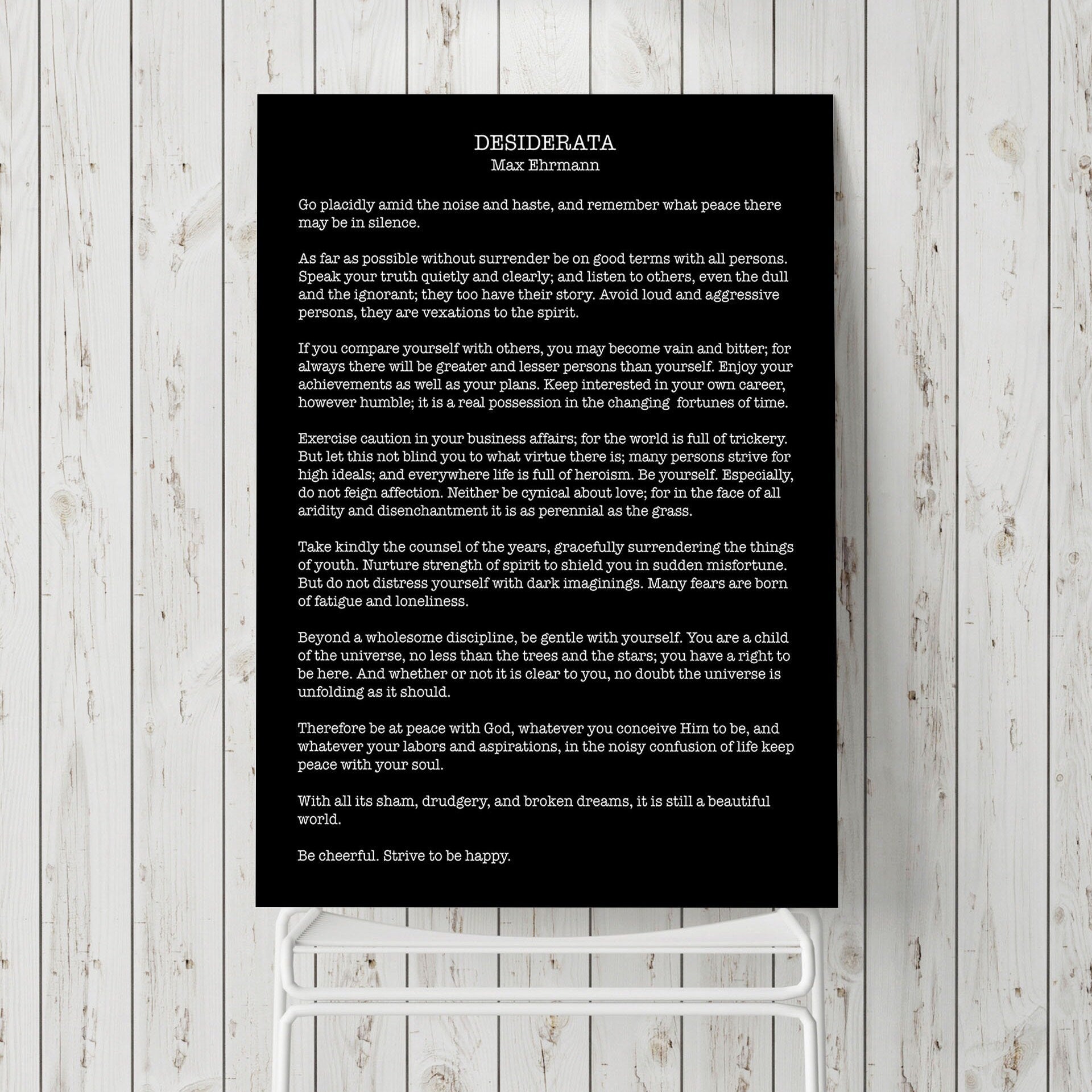 Poem Art Desiderata Print modern minimalist poster, Max Ehrmann Literary Poster