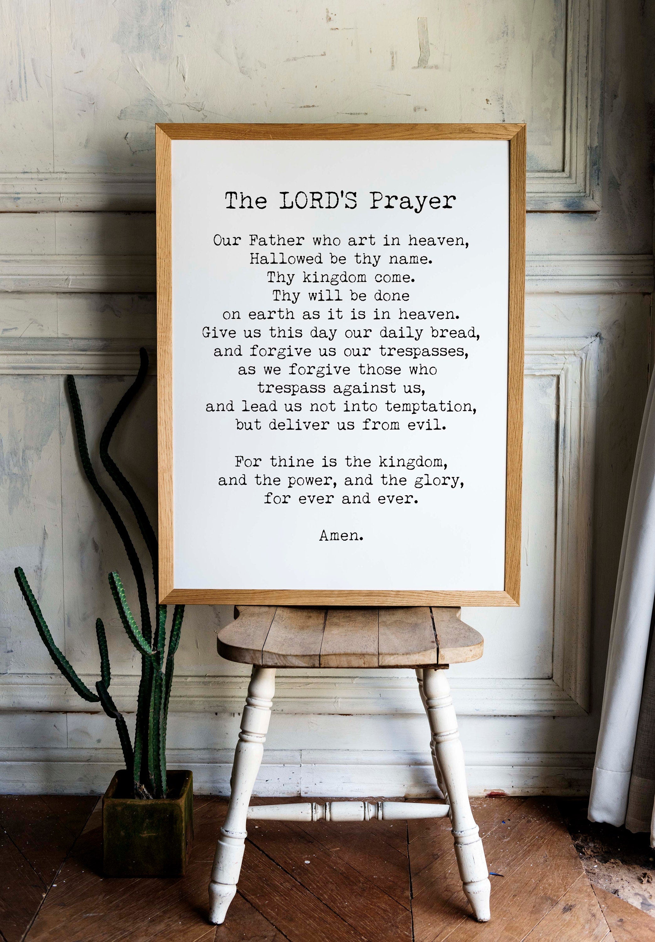 The LORD'S Prayer Quote Print in Black & White, Our Father Prayer Christian Wall Art Inspirational Quote