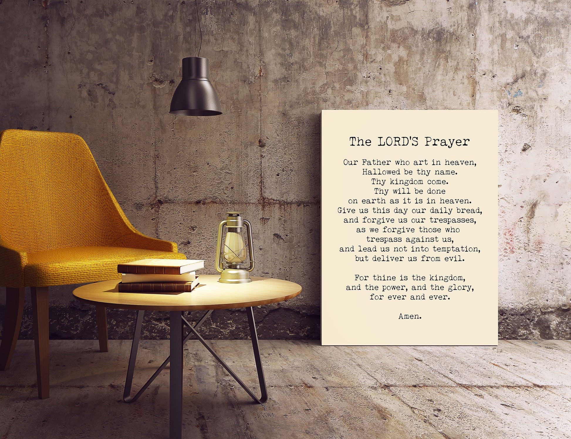 The LORD'S Prayer Quote Print in Black & White, Our Father Prayer Christian Wall Art Inspirational Quote