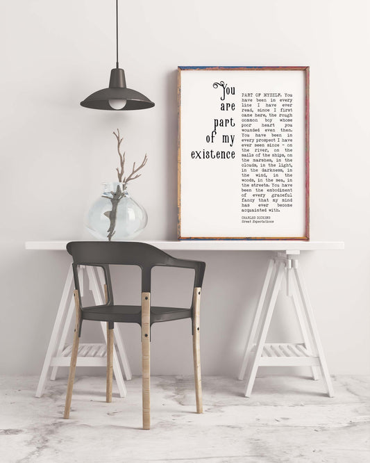 Great Expectations Romantic Wall Art Quote Print, Charles Dickens Quote Black & White Print Unframed or Framed Art