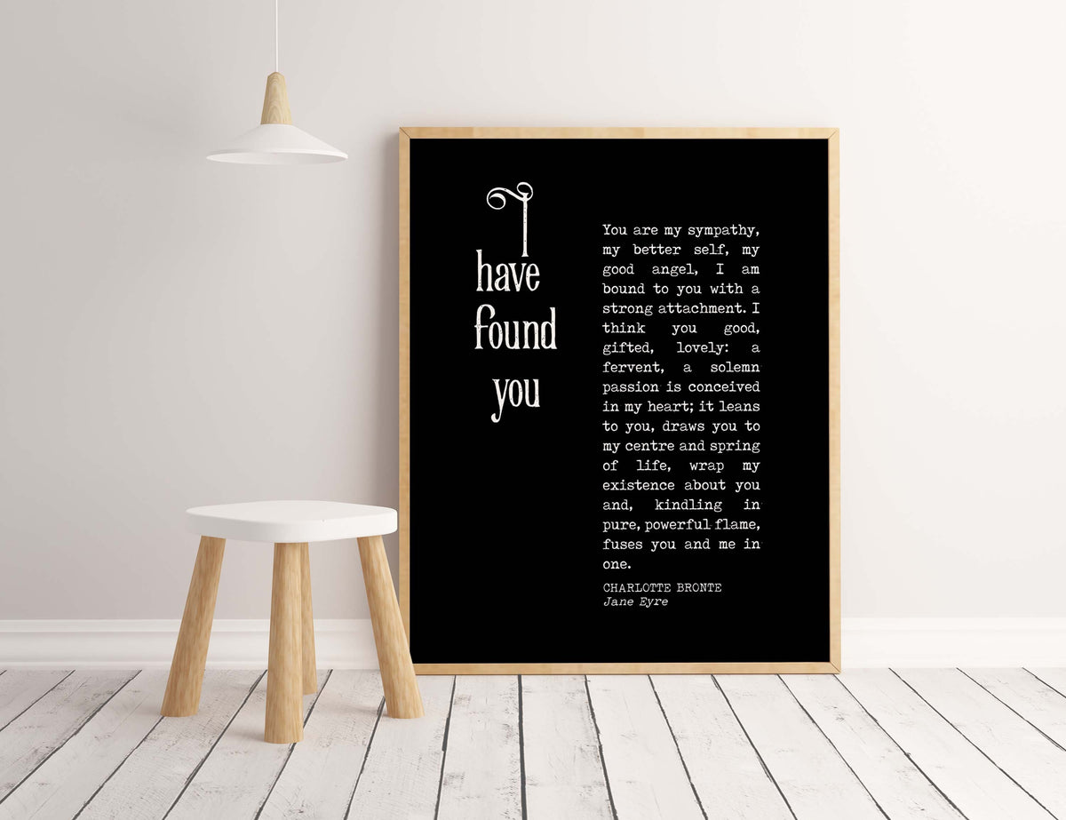 I have Found You Jane Eyre Print, Charlotte Bronte Literary Art Poster