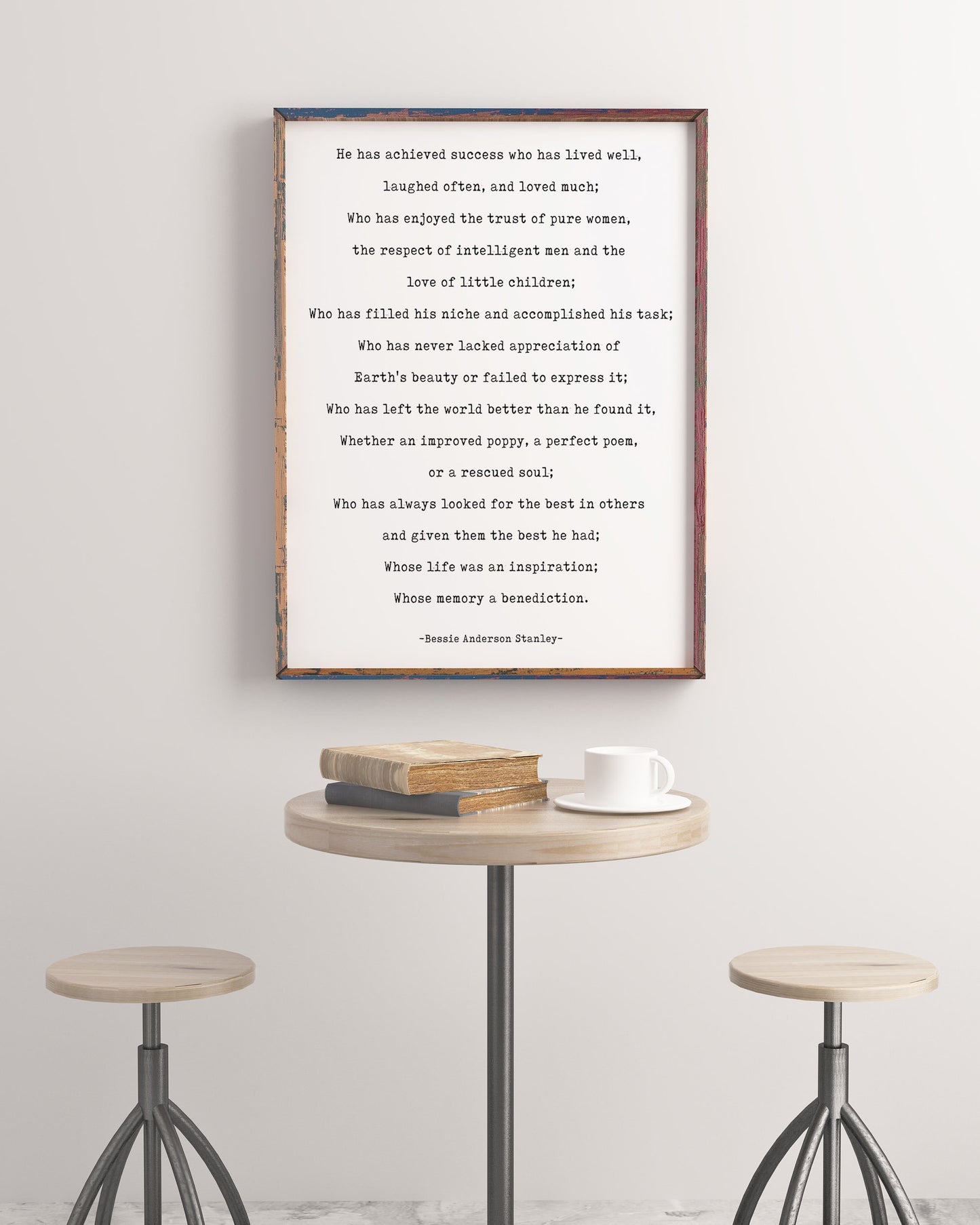 Success Poem Print by Bessie Anderson Stanley – Framed or Unframed