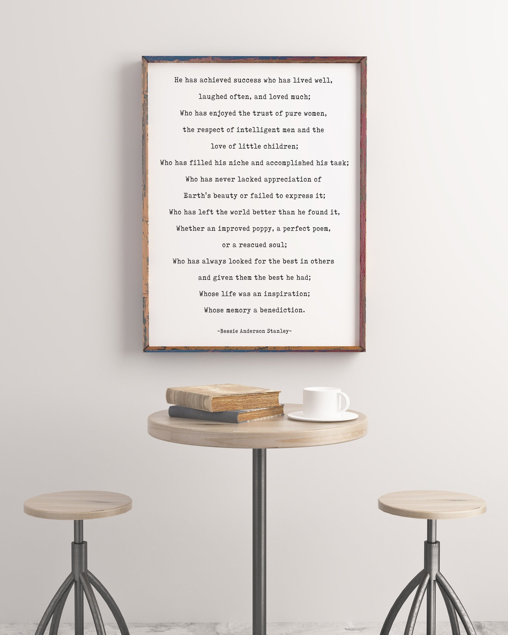 Success Poem Print by Bessie Anderson Stanley – Framed or Unframed
