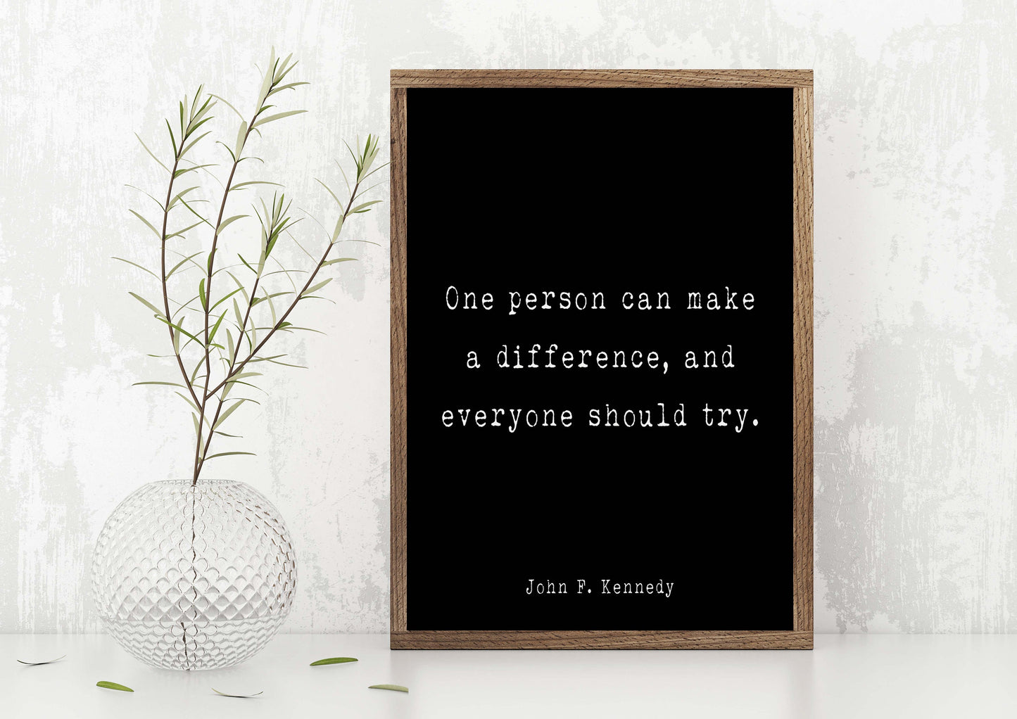 John F. Kennedy "One Person Can Make A Difference" Motivational Quote Print Framed Unframed
