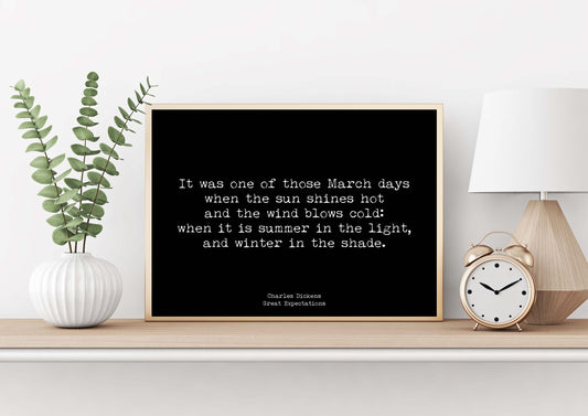 Charles Dickens Quote Print Wall Art from Great Expectations, Black & White unframed Art Print