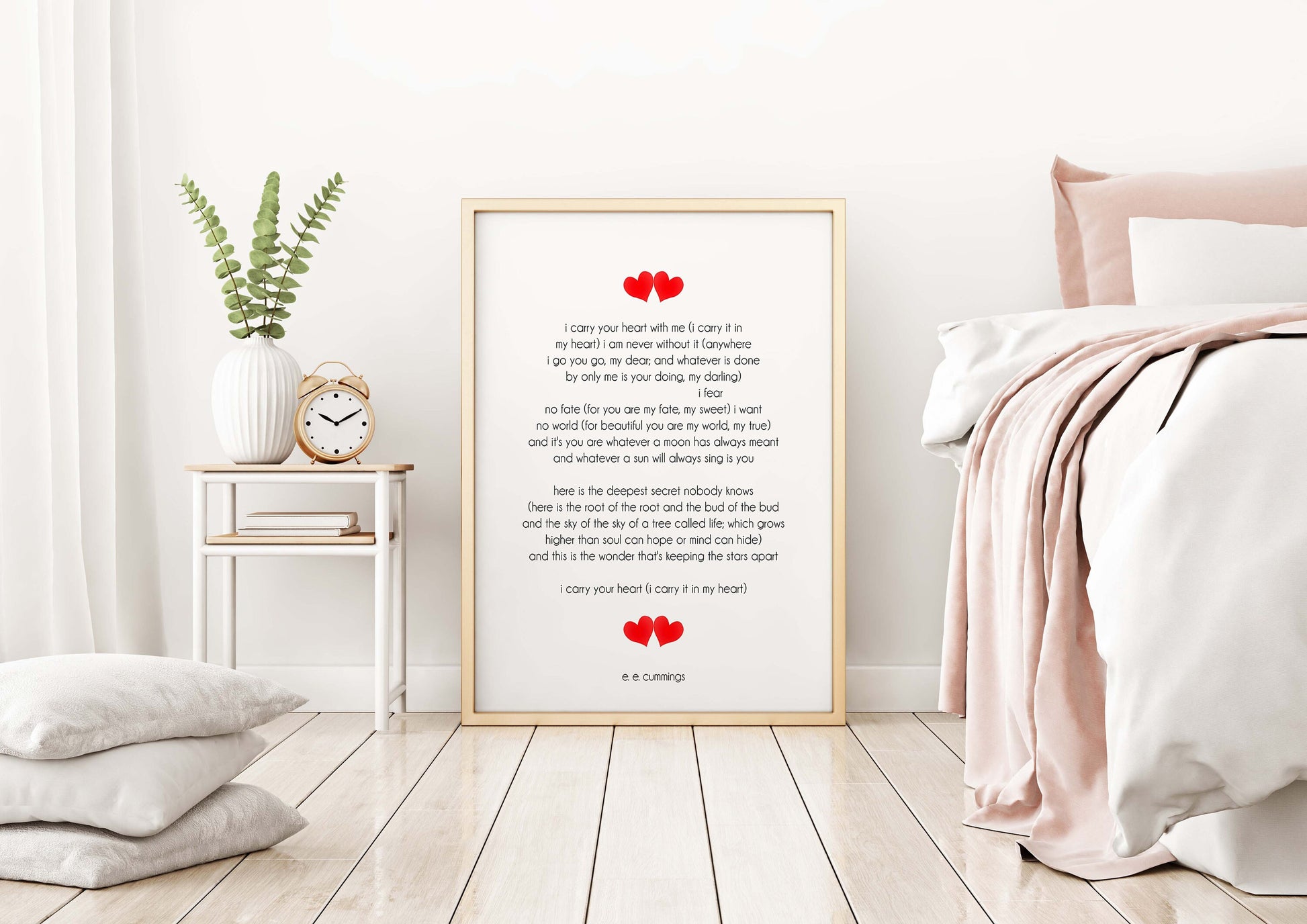 E. E. Cummings Love Poem Art Print – I Carry Your Heart With Me – Romantic Literary Wall Art