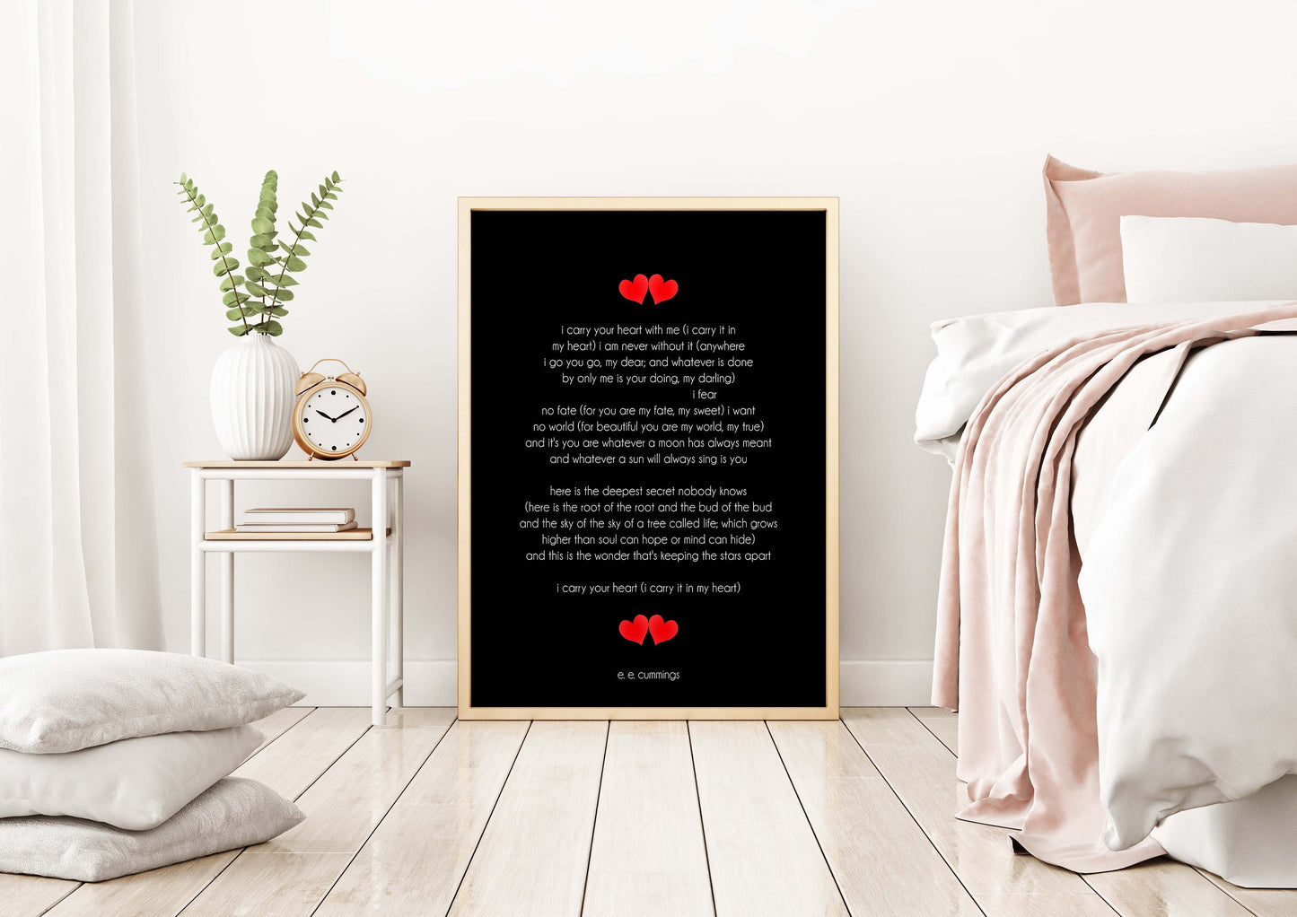 E. E. Cummings Love Poem Art Print – I Carry Your Heart With Me – Romantic Literary Wall Art