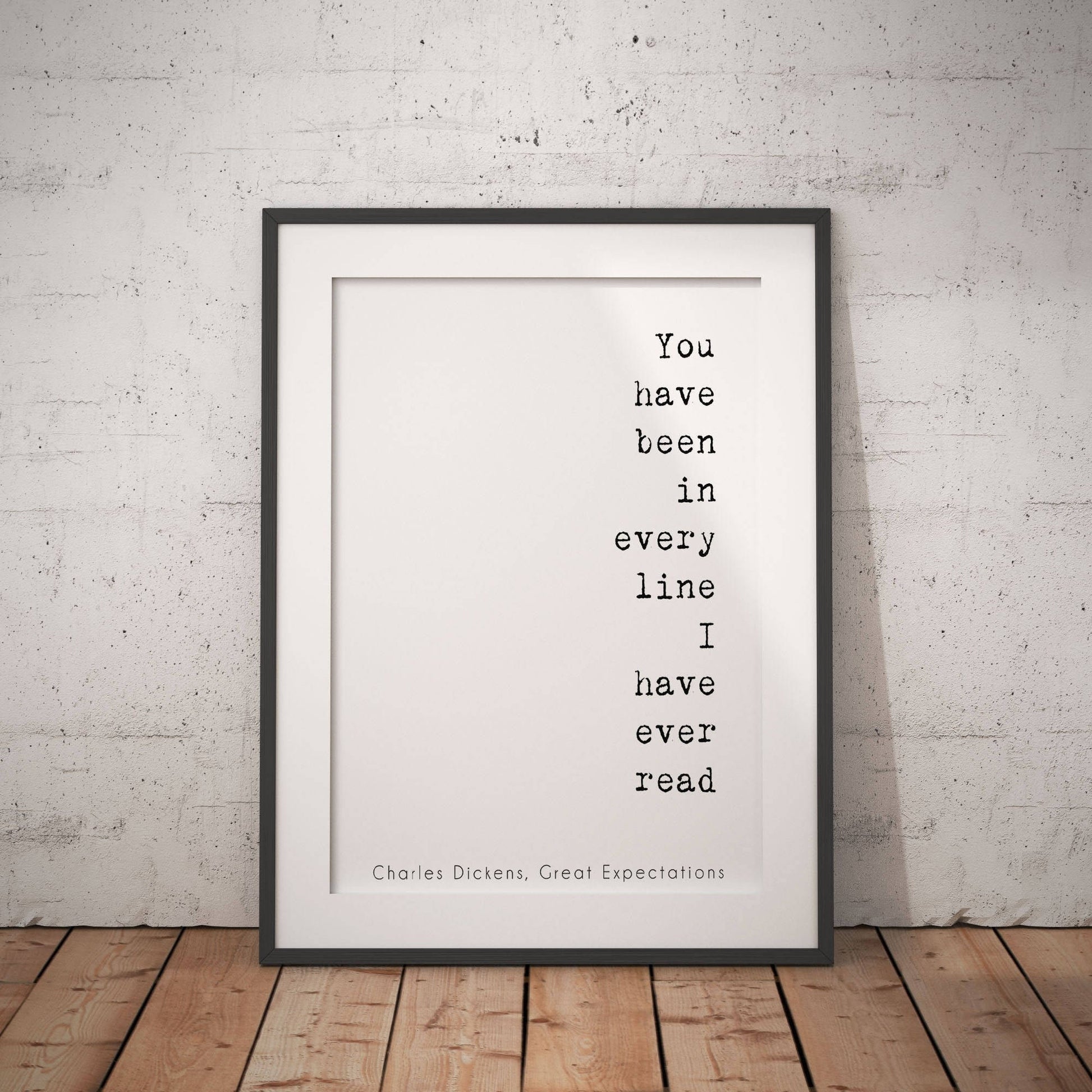 Charles Dickens Romantic Art Print, framed & unframed Quote Print from Great Expectations