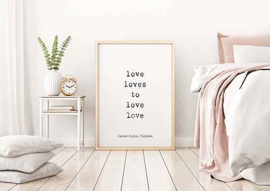 Love Loves to Love James Joyce Quote Wall Art Prints, Unframed Ulysses Wall Decor in Black and White