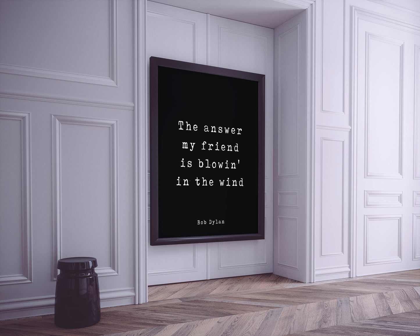 Bob Dylan Quote Print, The Answer My Friend Is Blowin' In The Wind - Black & White Print