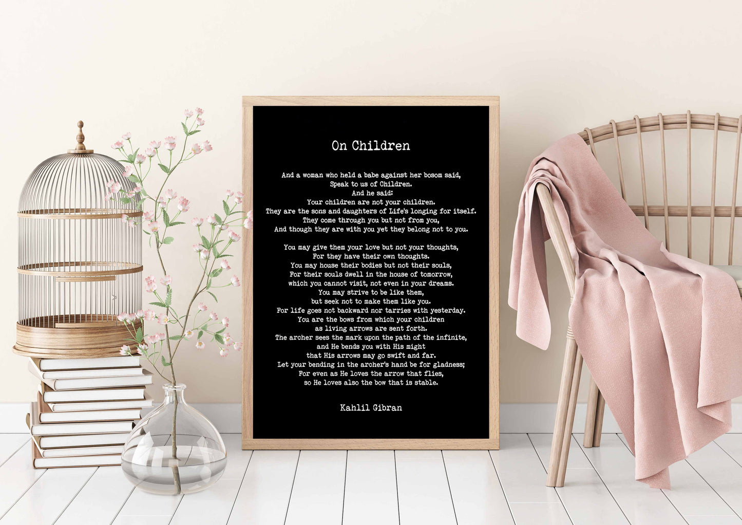 On Children Poem Print by Kahlil Gibran – Black and White or Vintage Literary Wall Art