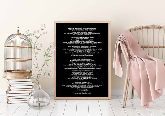 Desiderata Dutch Poem Art Print by Max Ehrmann