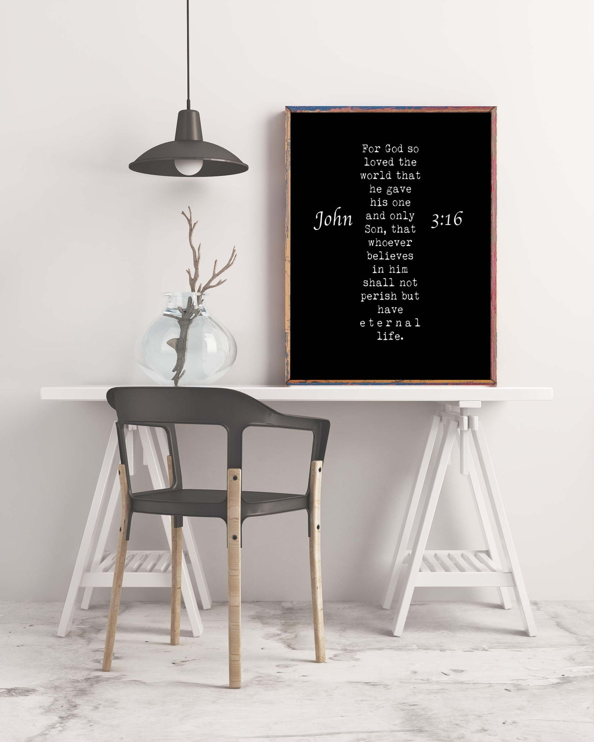 John 3:16 Bible Quote - For GOD So Loved The World Scripture Art Unframed & Framed