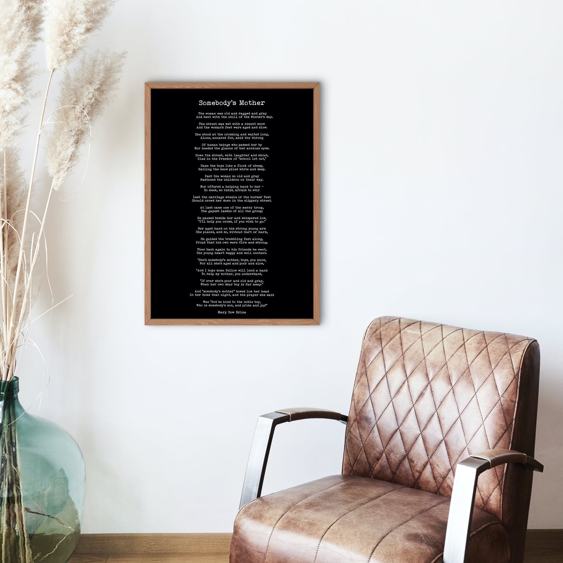 Somebody's Mother Mary Dow Brine Poem Wall Art Print in Black & White, Unframed and Framed Art