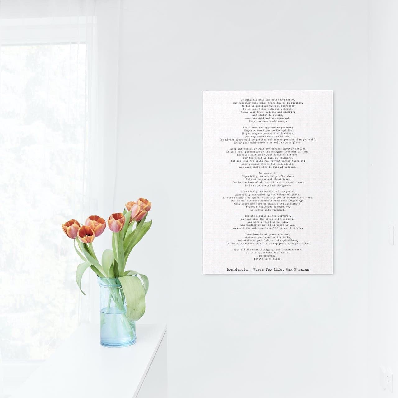 Desiderata Canvas Art, Max Ehrmann Black & White Inspirational Canvas Wall Art Prints
