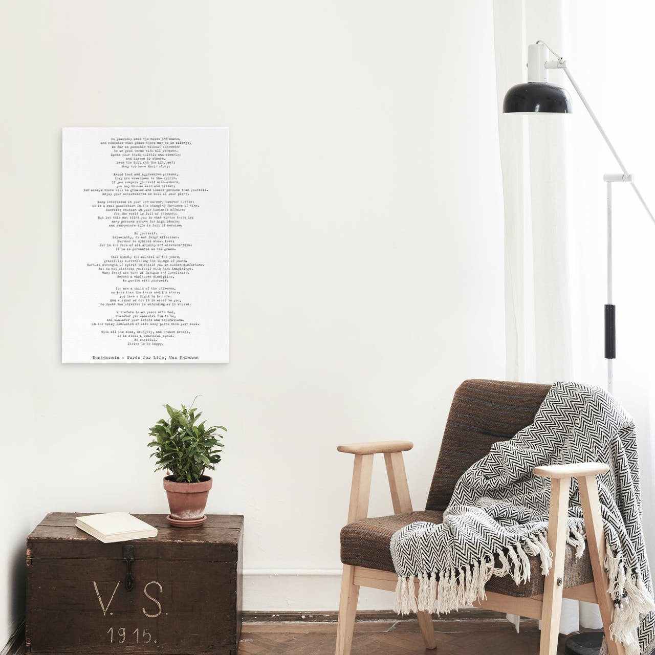 Desiderata Canvas Art, Max Ehrmann Black & White Inspirational Canvas Wall Art Prints