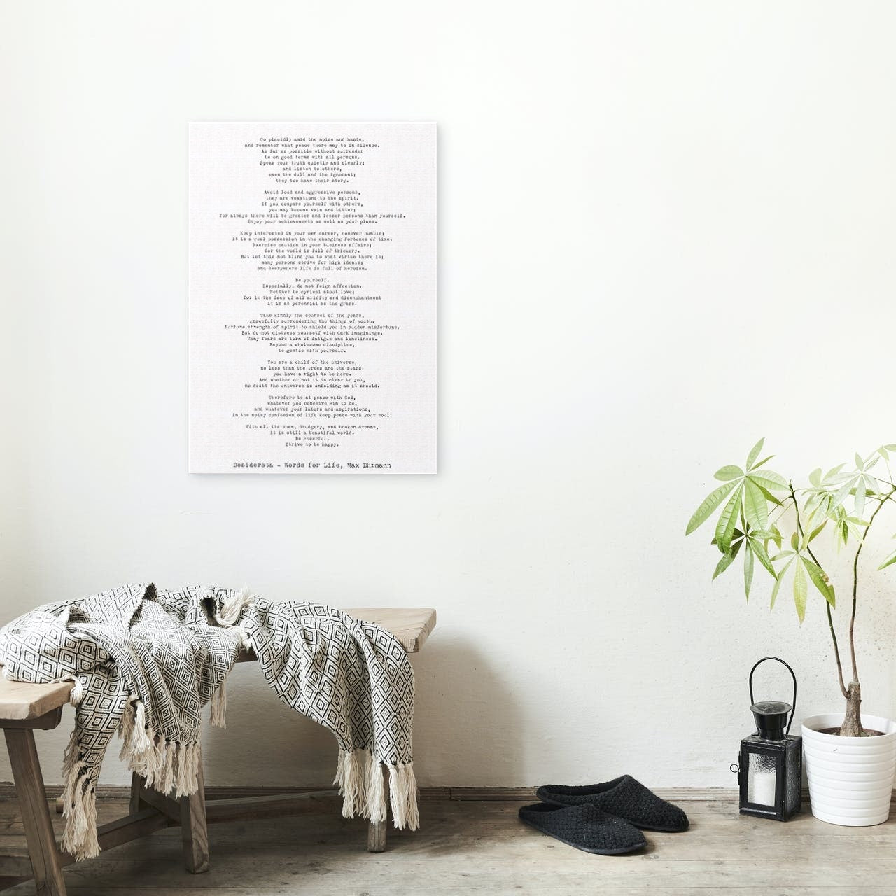 Desiderata Canvas Art, Max Ehrmann Black & White Inspirational Canvas Wall Art Prints