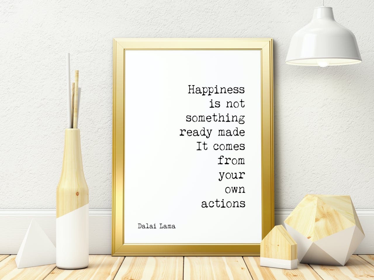 Dalai Lama Quote Print Happiness Comes From Your Actions Motivational Wall Art Black Or White Minimalist Wisdom Gift For Mindful Living
