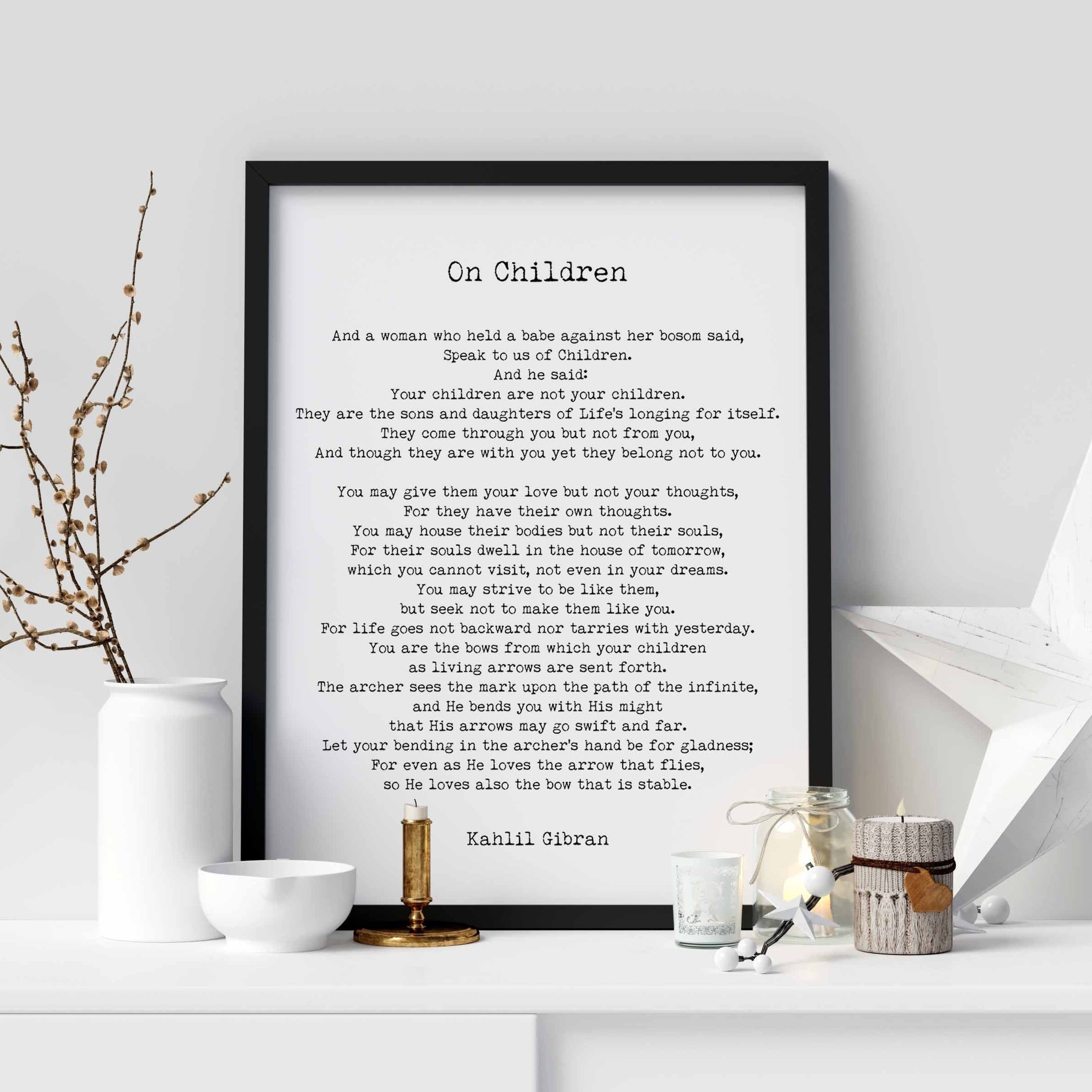 FRAMED On Children Kahlil Gibran Wall Art Prints Vintage or Black & White Backgrounds