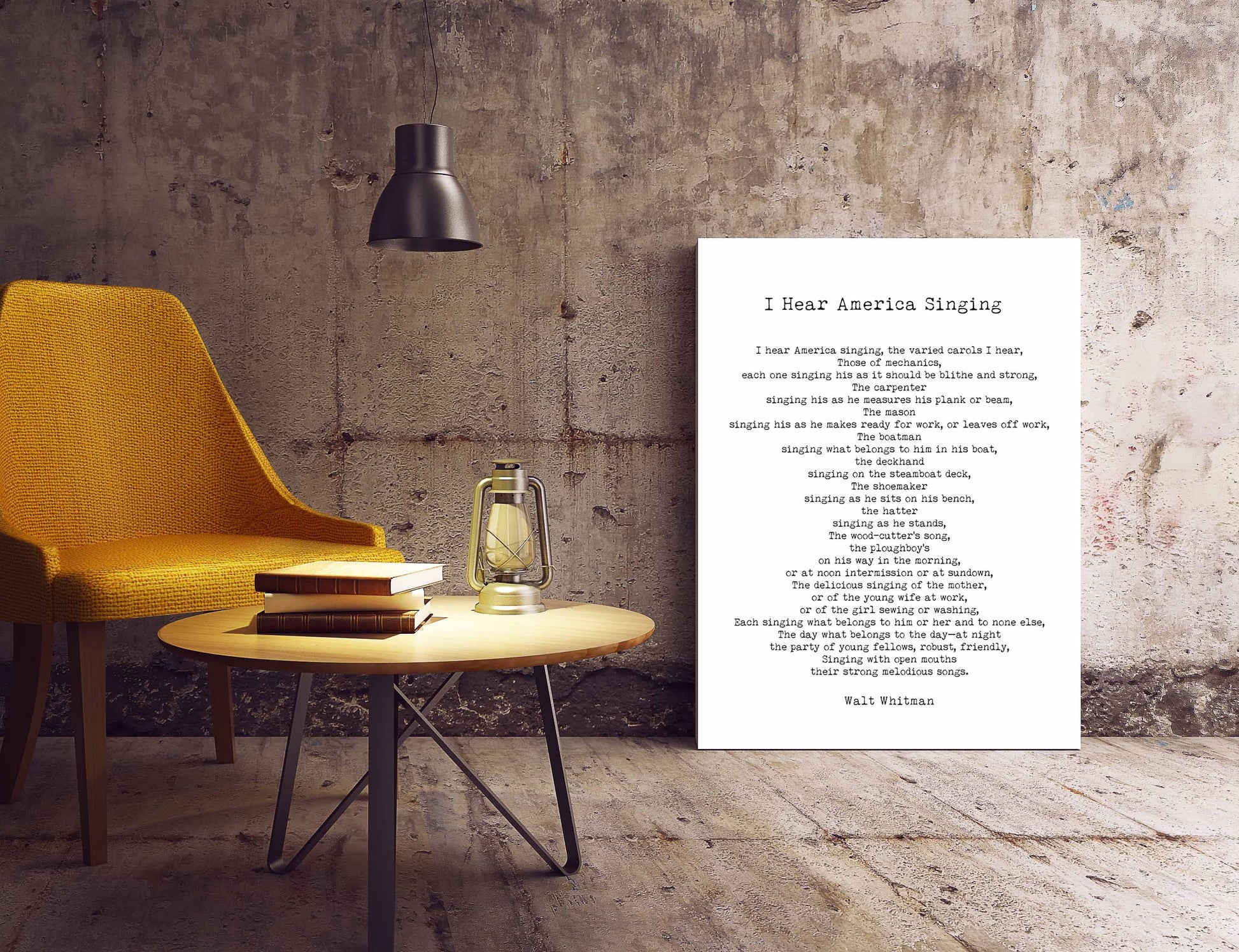 I Hear America Singing Poem, Walt Whitman Wall Art Print
